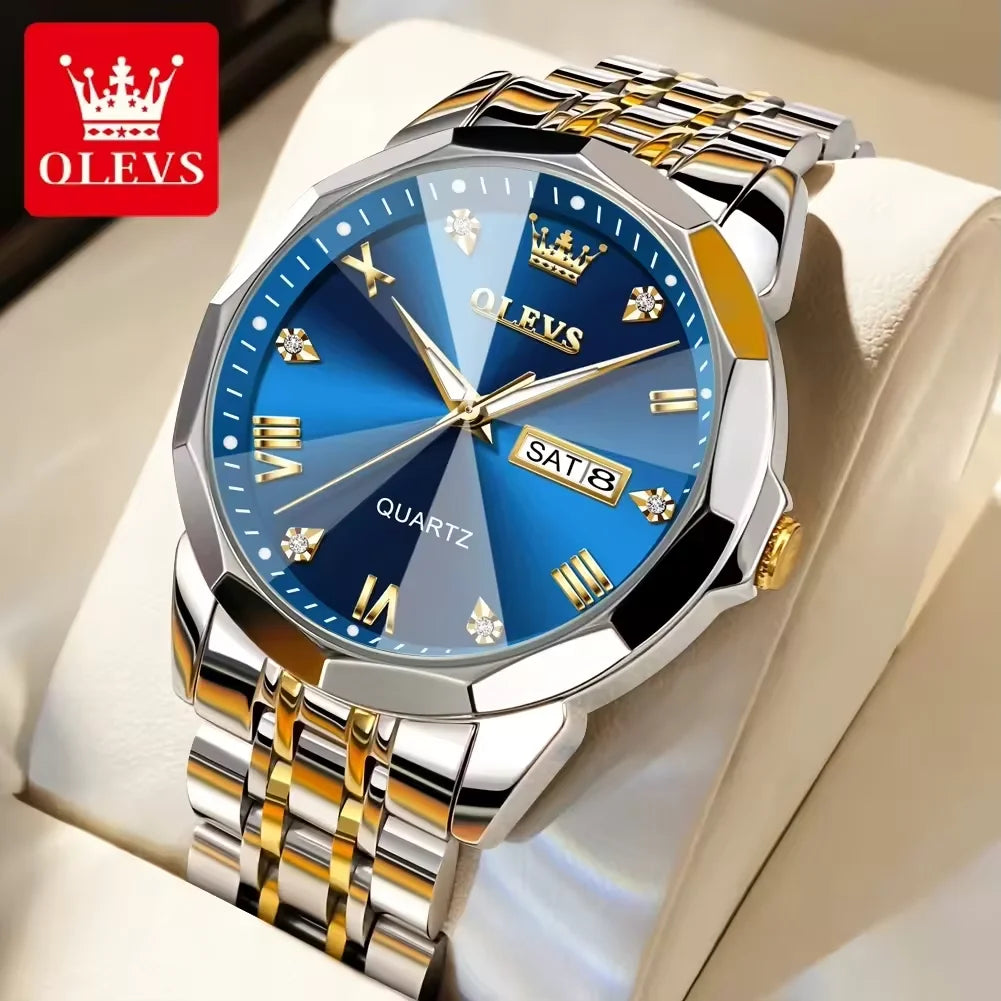 OLEVS 9931 Chronograph Quartz Watch — 41mm, Luminous Backlight, 3BAR