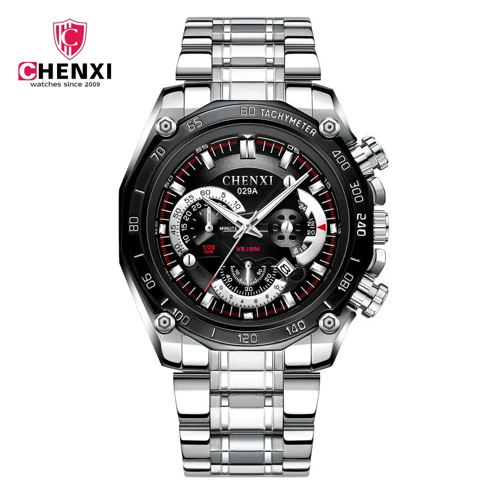 CHENXI 029 Japan Quartz Business Watch — 44mm Oval, Luminous, 3BAR