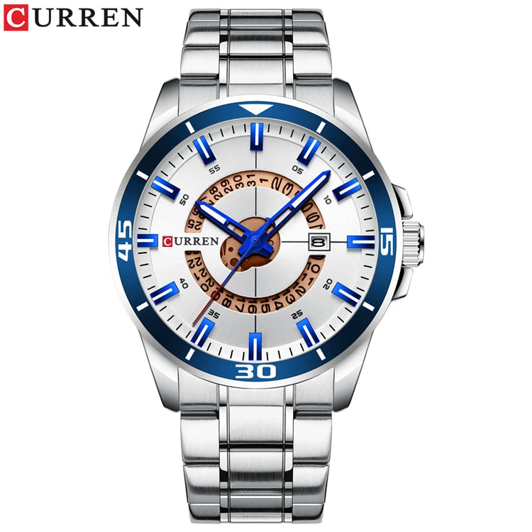 CURREN 8359 Fashion Quartz Watch — 45mm, Auto Date, 3BAR