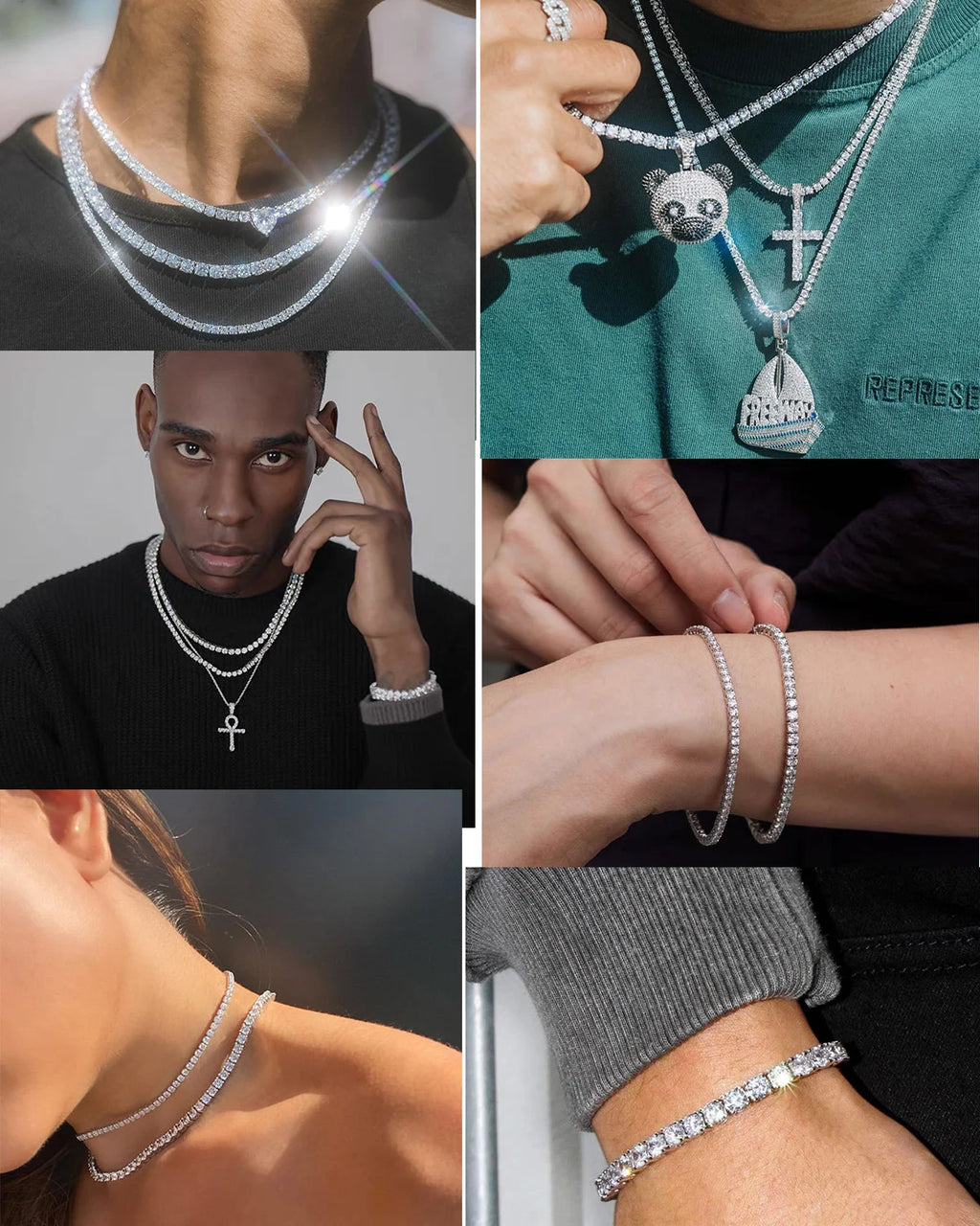 Lowest Price Moissanite Tennis Bracelet 2mm-6.5mm in Stock 925 Silver Men Women Hip Hop Bracelet VVS Moissanite Tennis Bracelet