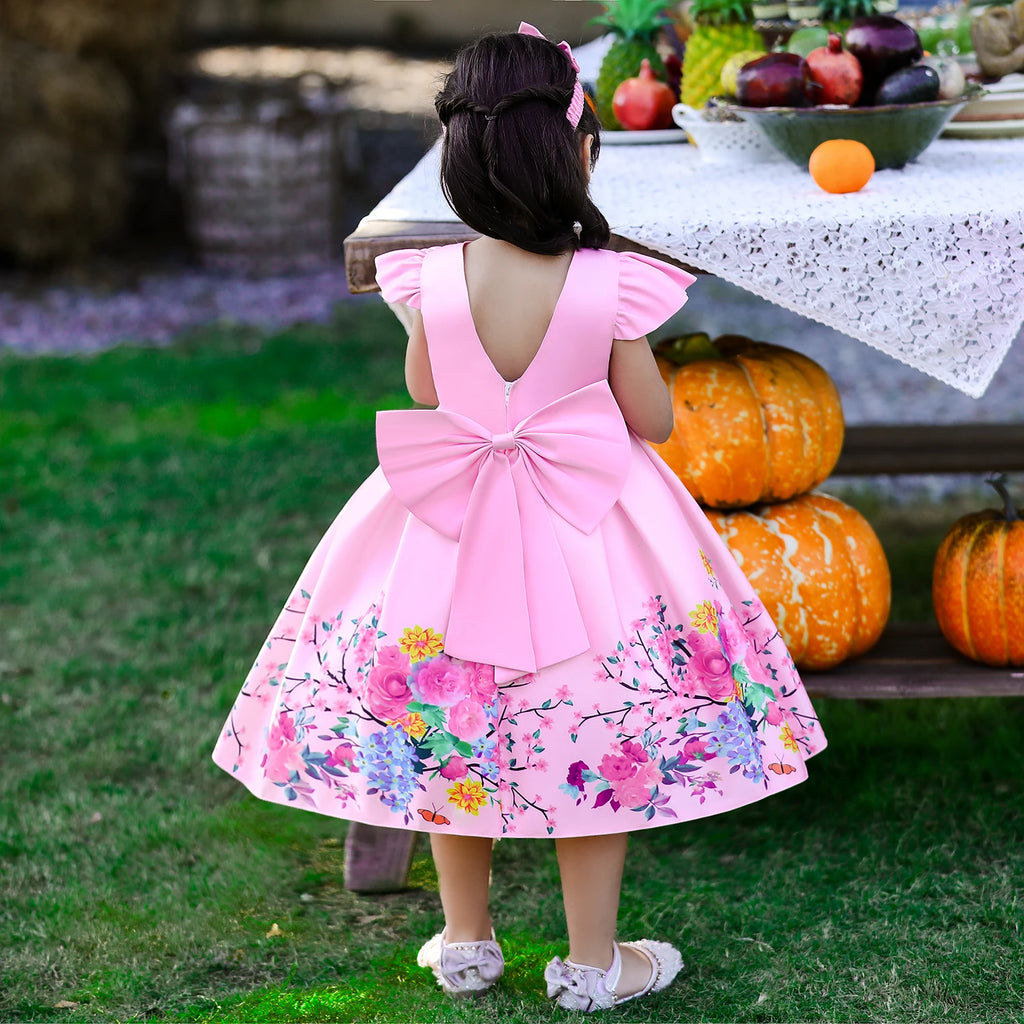Kids Floral Summer Birthday Princess Dress