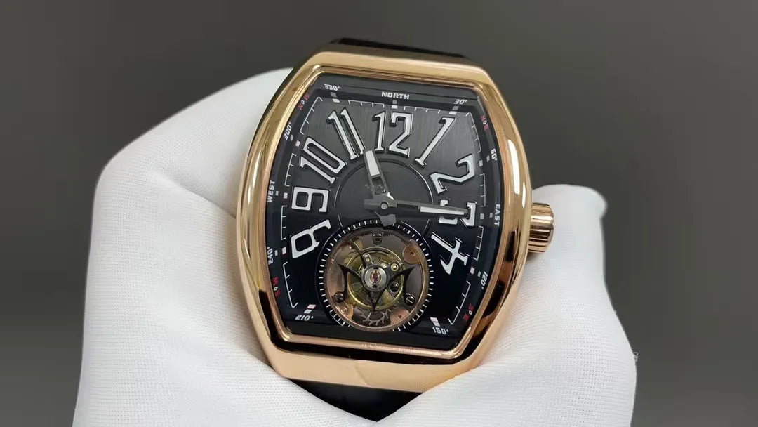 Luxury Skeleton Tourbillon Automatic Watch — Tonneau, 10BAR, Sapphire
