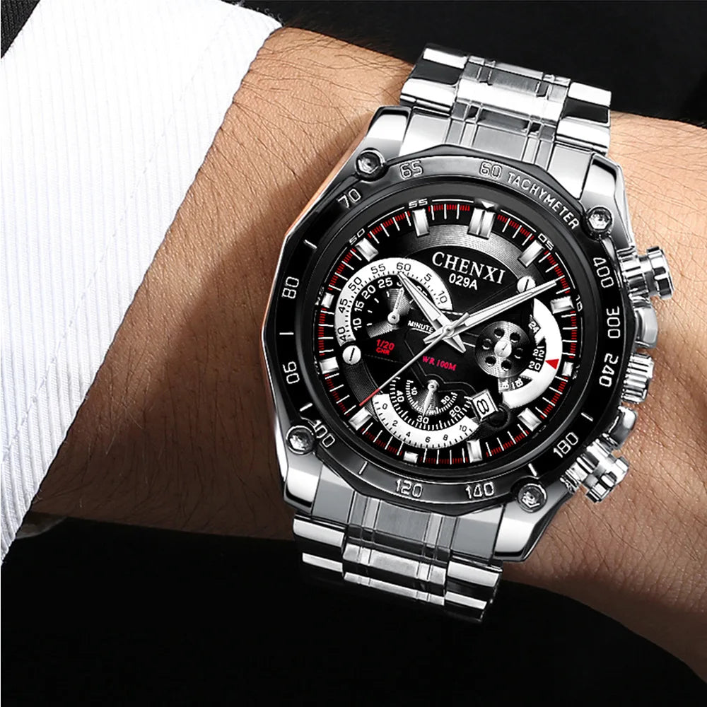 CHENXI 029 Japan Quartz Business Watch — 44mm Oval, Luminous, 3BAR