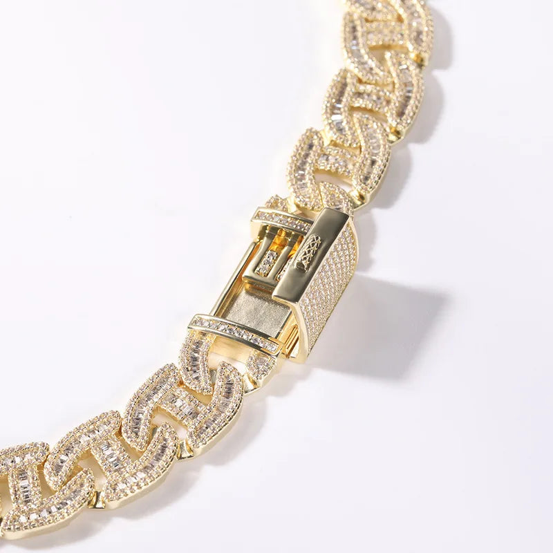 Hip Hop Iced Out 16MM S925 Silver Asscher Cut Moissanite Gold Plated White Gold for Certified Cuban Link Necklace for Men Women