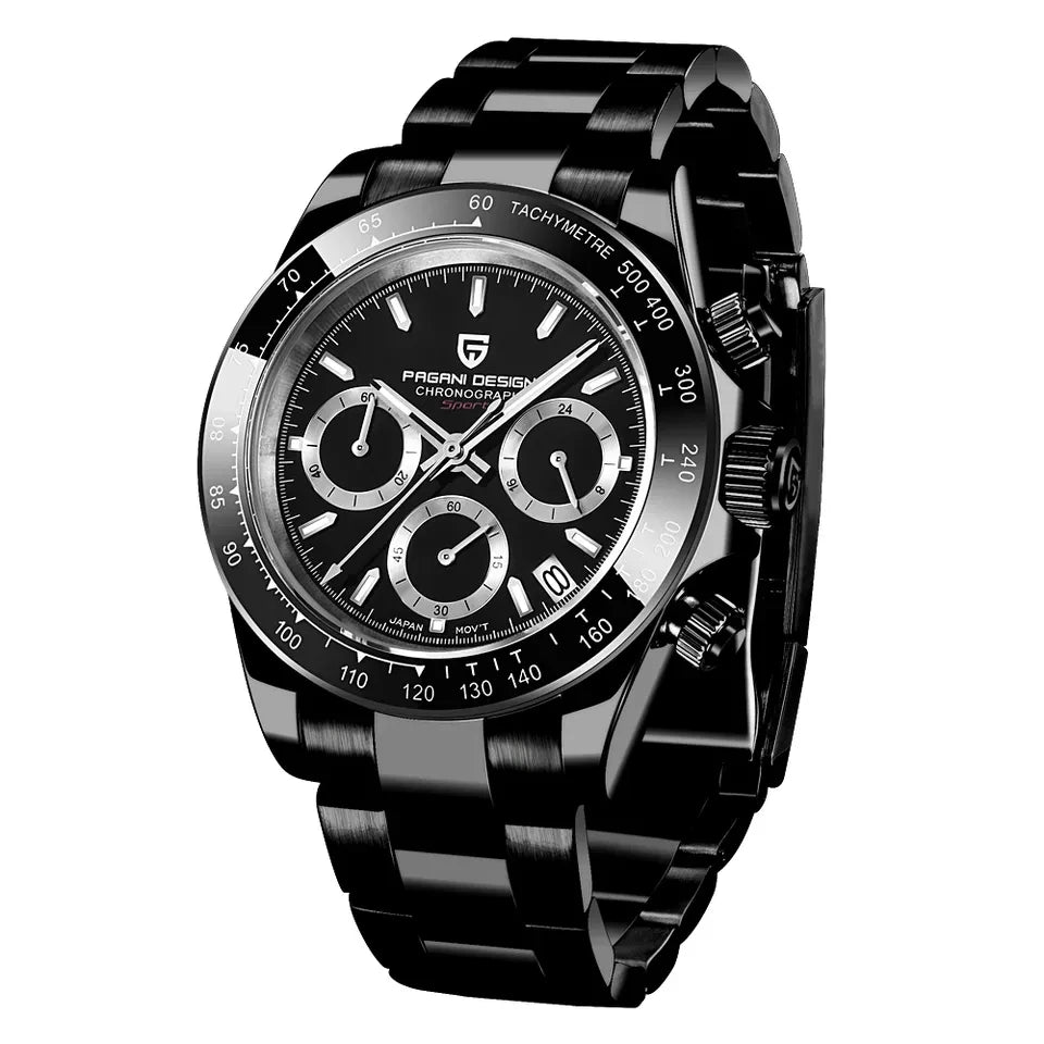 PAGANI DESIGN 1644 Rose Gold Diamond Chronograph Watch — Sapphire, 10BAR