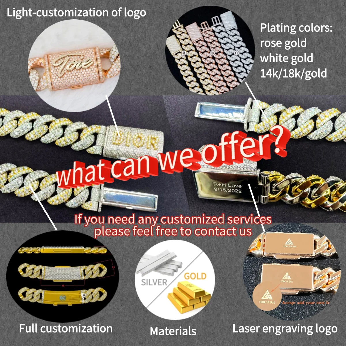 18mm Cuban Link Chain Moissanite Iced Out Miami Gold Silver 925 Necklace Set Heavy Moissanite Chain