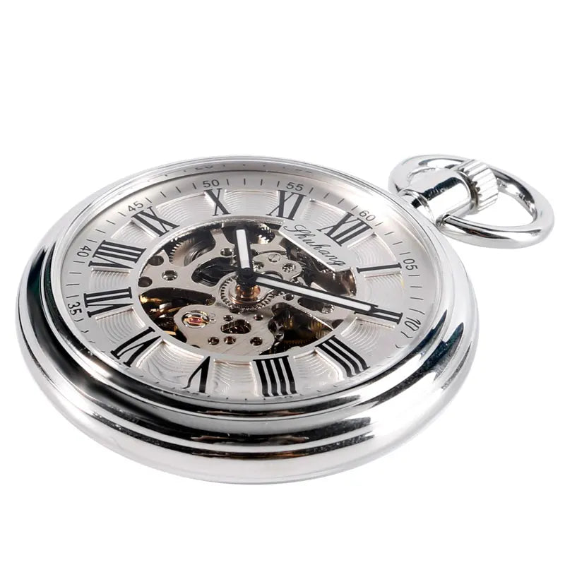 SHUHANG Automatic Mechanical Pocket Watch — Roman Numerals, Chain
