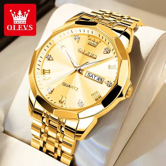 OLEVS 9931 Chronograph Quartz Watch — 41mm, Luminous Backlight, 3BAR