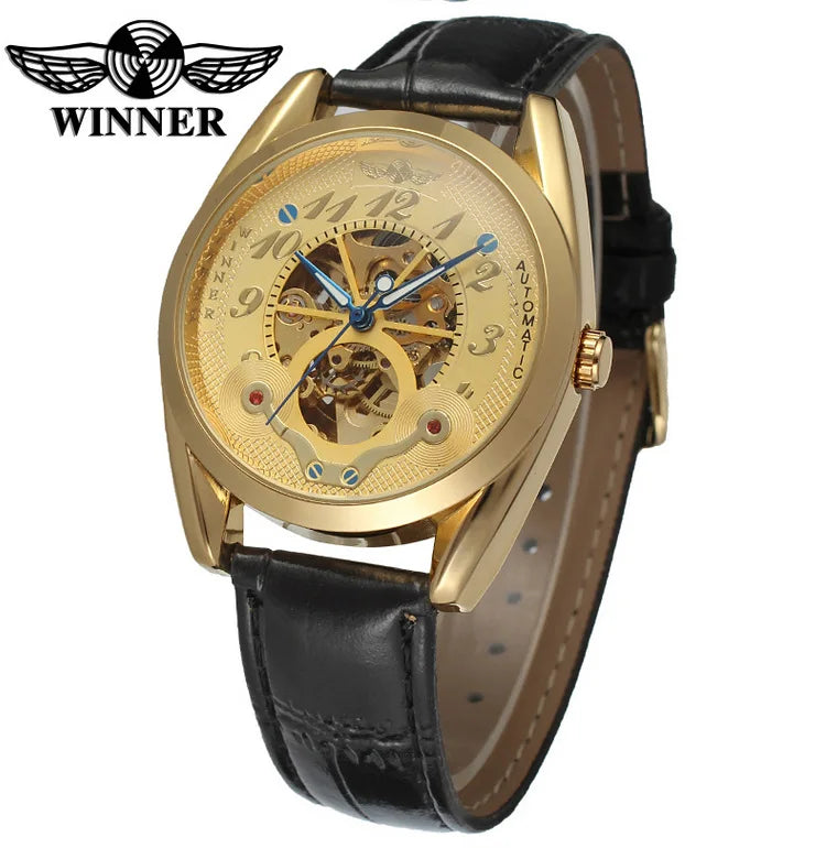 Winner Fashion Gold Oval Watch — Japan Movement, Backlight, Date