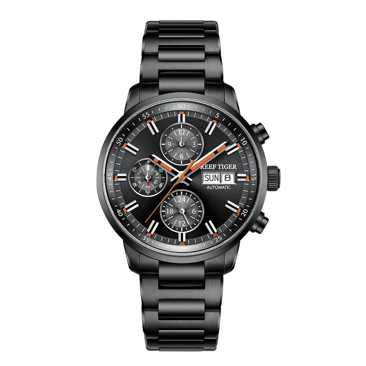 Reef Tiger Blue Chronograph Automatic Watch — Sapphire, 10BAR, 40mm