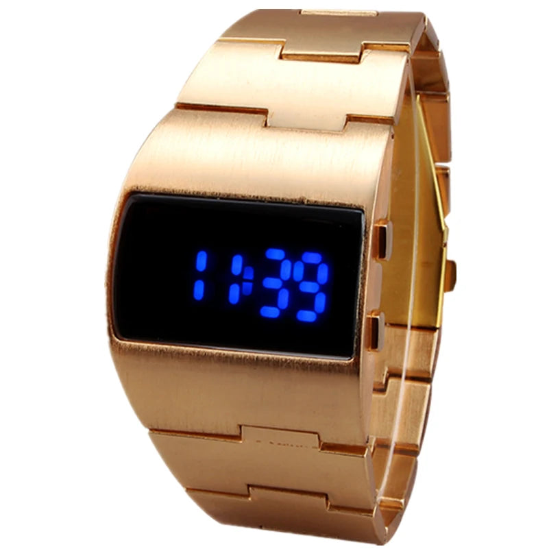 Men's Gold LED Sport Watch — Irregular Shape, Luminous