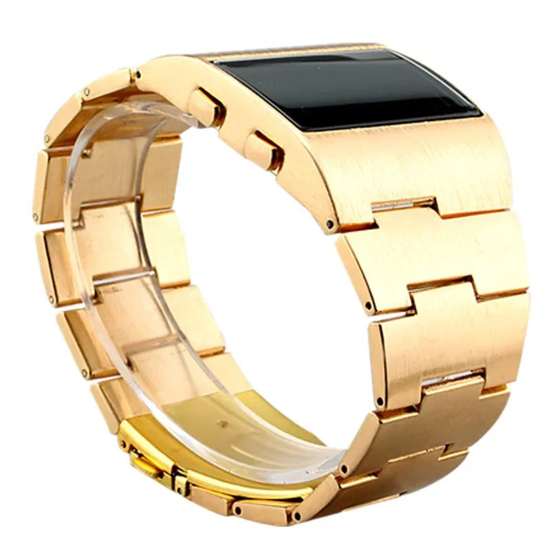 Men's Gold LED Sport Watch — Irregular Shape, Luminous