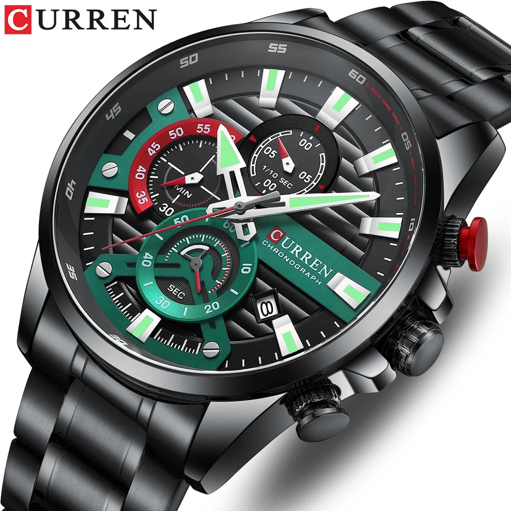 CURREN 8415 Sport Quartz Watch — 45mm, Day/Date, Auto Date, 3BAR