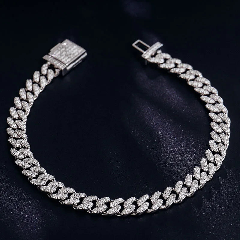 Miami Cuban Link 7-24 Inches Moissanite Diamond Chains Cuban Link Bracelet 925 Moissanite Chain Iced Out Jewelry Bracelet Men
