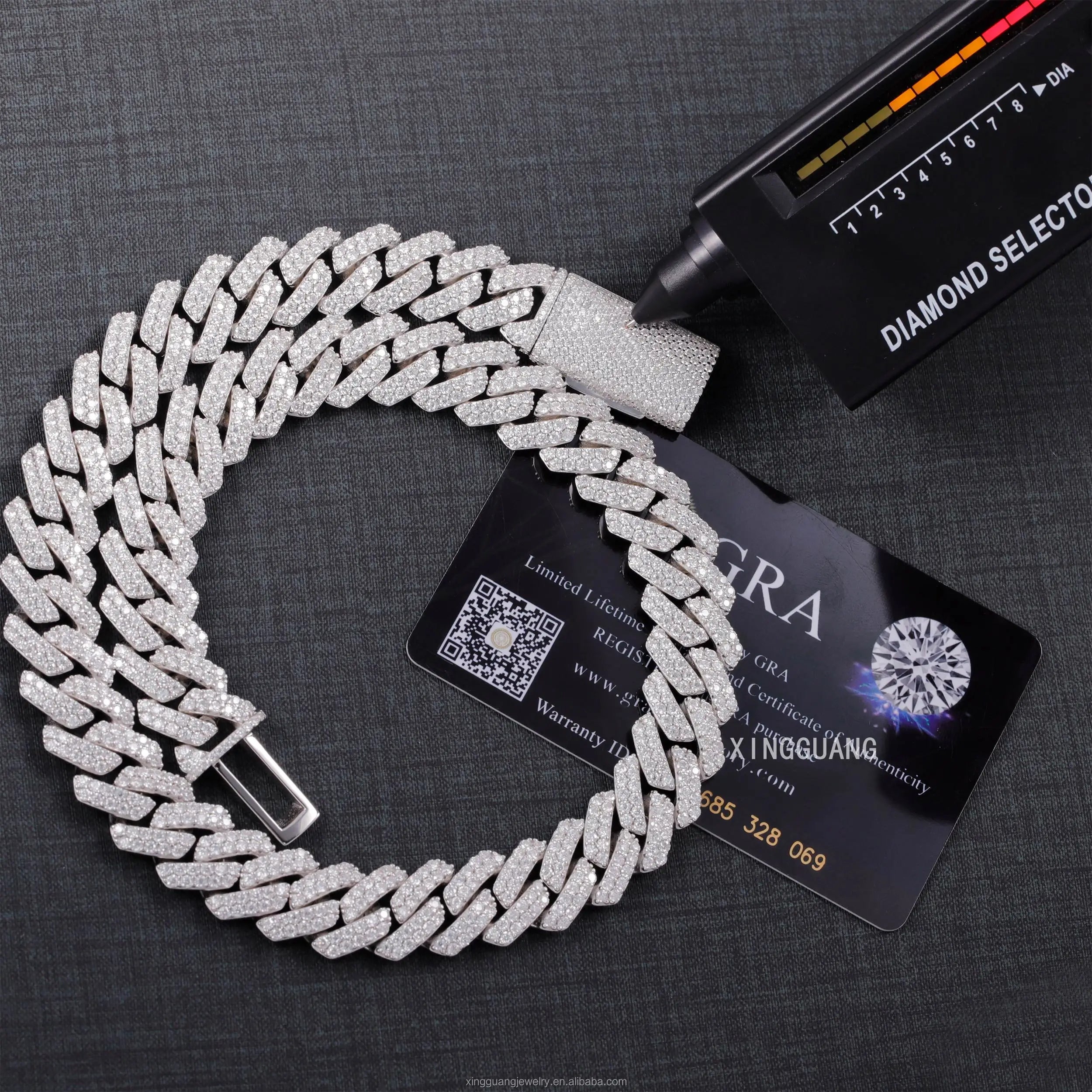 Wholesale Stock 8MM 10MM 12MM 15MM Moissanite Cuban Necklace Men Hip Hop Iced Out VVS Diamond S925 Silver Cuban Link Chain