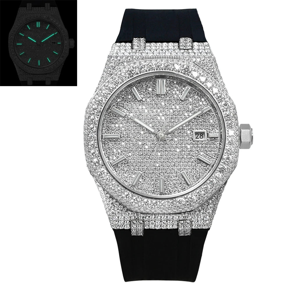 VVS Moissanite Iced Out Square Watch — Sapphire Glass, Custom Band