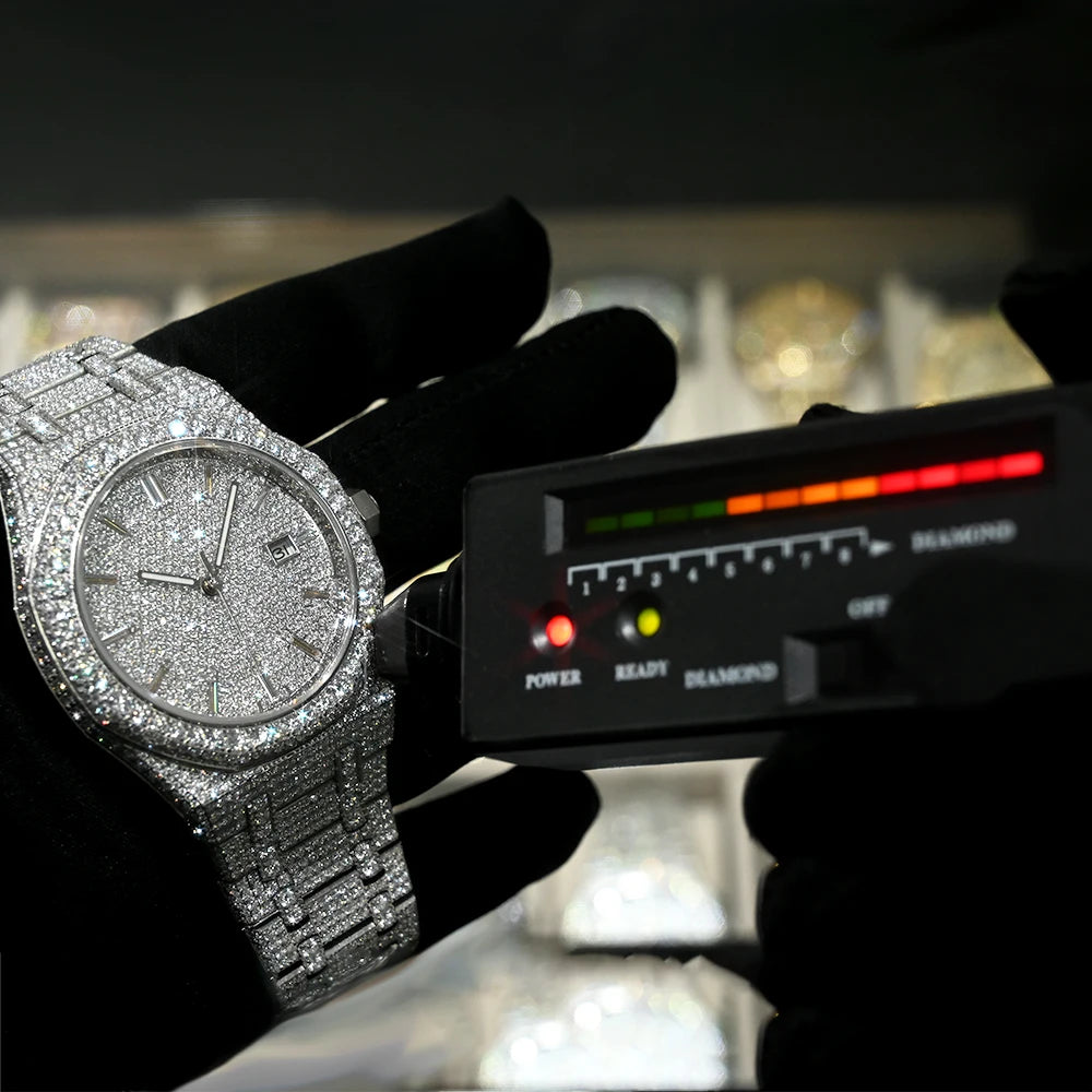 Men's Luxury Sapphire Iced Out VVS Moissanite Automatic Watch