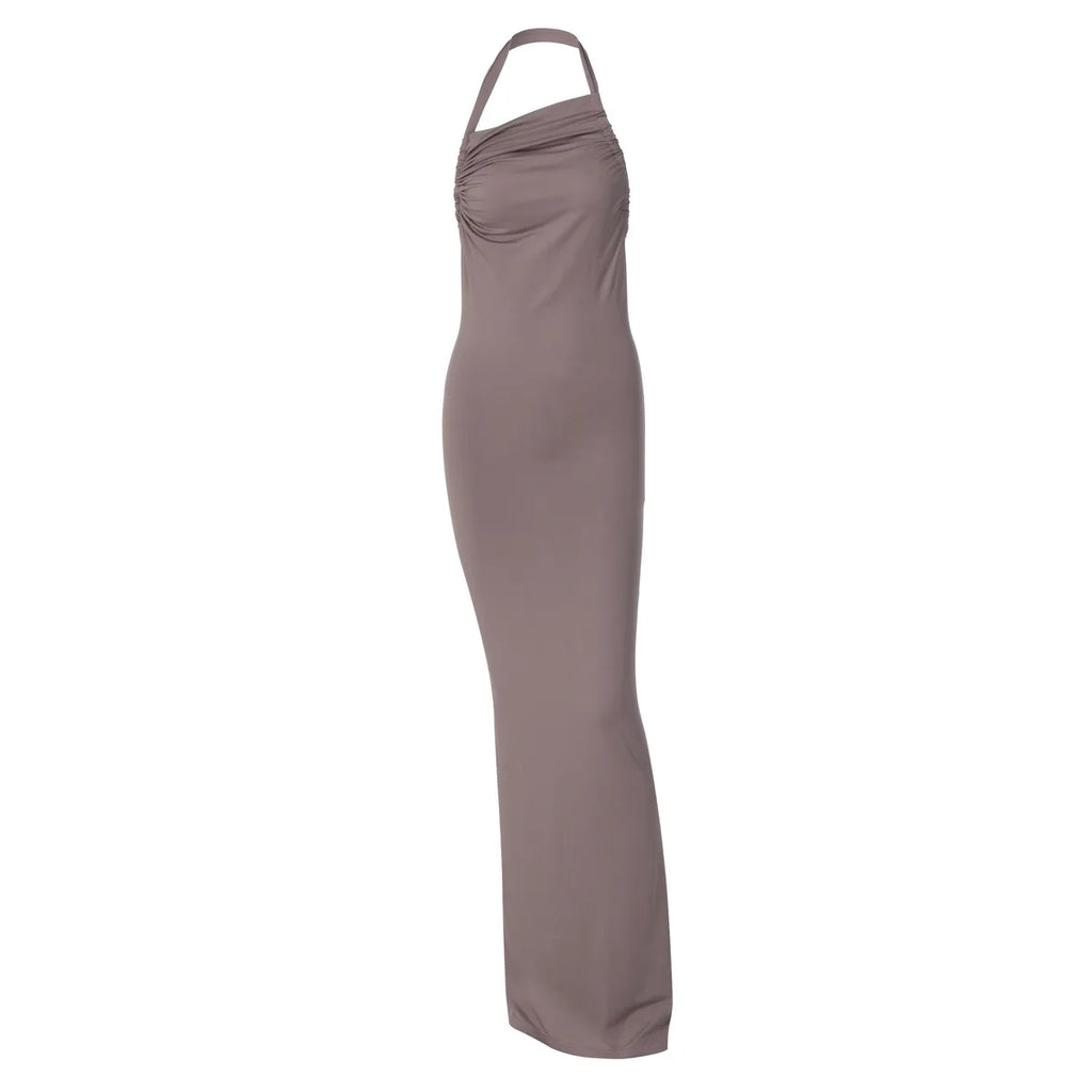 Pleated Backless Maxi Dress