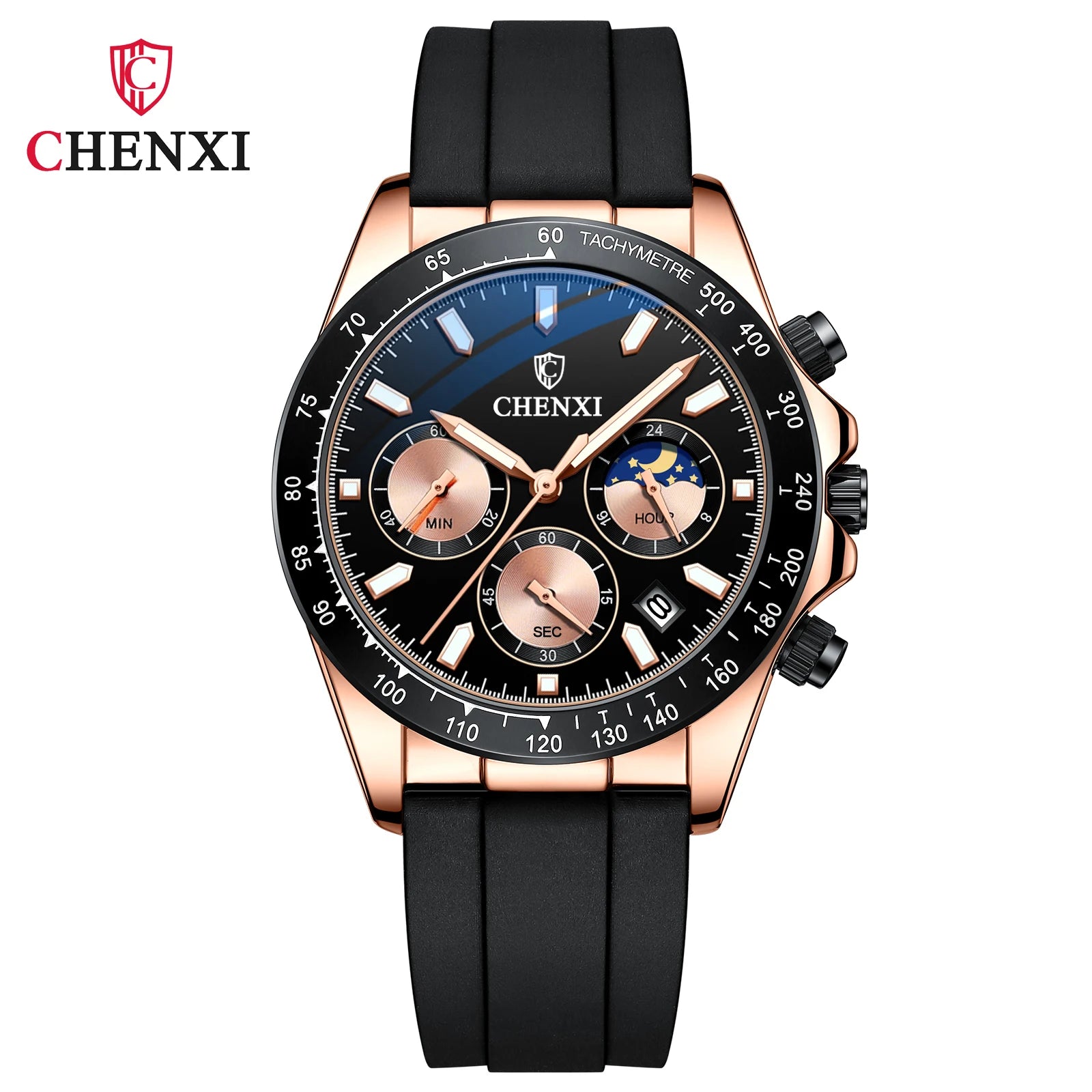 CHENXI 958 Japan Quartz Sport Watch — 39mm Oval, Silicone, Luminous