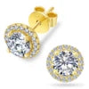 1CT Pass Diamond Test VVS Moissanite Jewelry GRA Certified Men Women Gifts 14K Gold Plated 925 Sterling Silver Halo Stud Earring