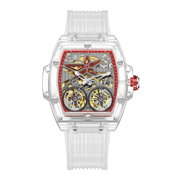 ONOLA 6828 Flying Wheels Tourbillon Automatic Watch — Rectangle, Sapphire