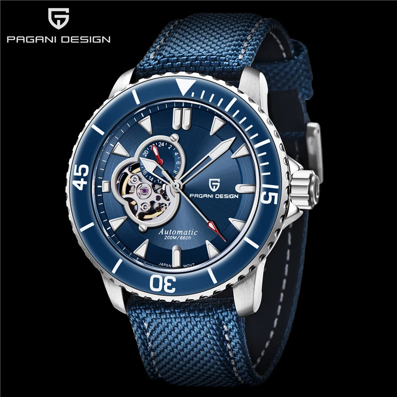 PAGANI DESIGN NH39A Automatic Men's Watch — Blue Dial, 100BAR Rated