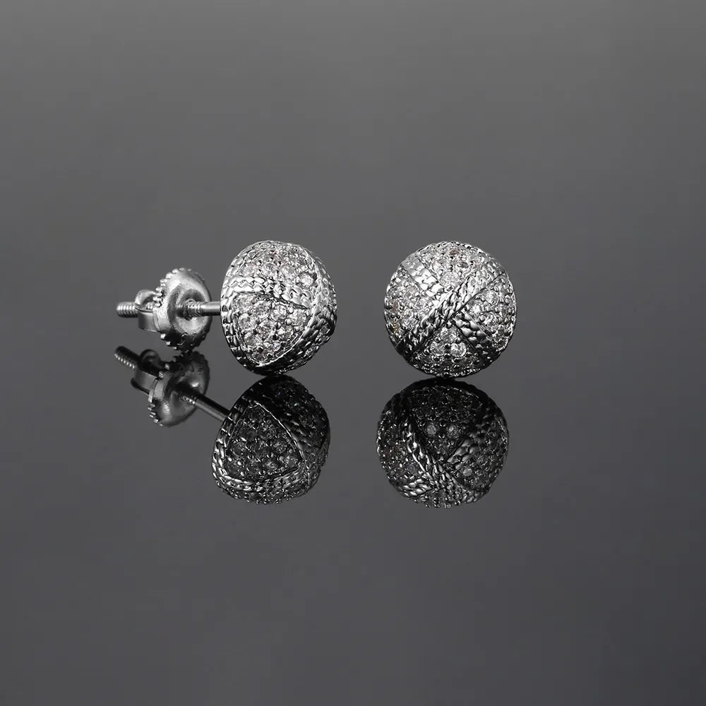 Rock Hip Hop Earrings for Men Iced Out AAA+ Shiny Cubic Zirconia Stone Screw Stud Earrings Hippie Homme Jewelry Male Gift
