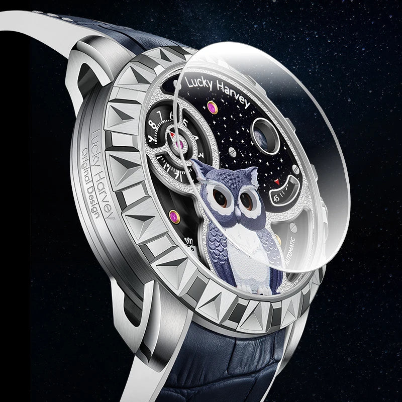 Lucky Harvey Owl Skeleton Automatic Watch — 43mm, Sapphire, 5BAR