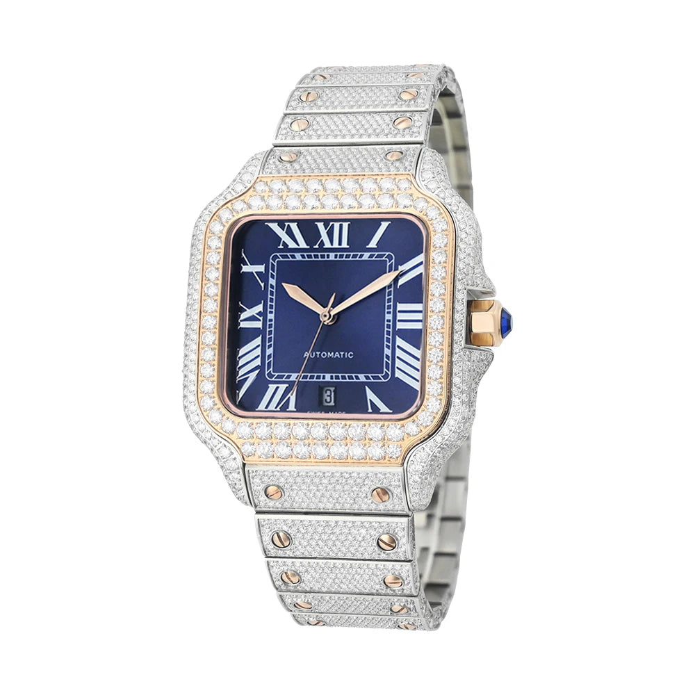 Iced Out D-Color VVS Moissanite Automatic Watch — Sapphire, 40mm