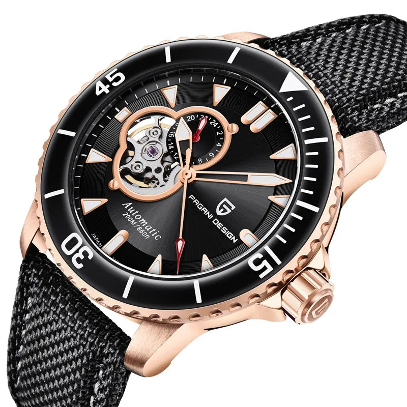 PAGANI DESIGN NH39A Automatic Men's Watch — Blue Dial, 100BAR Rated