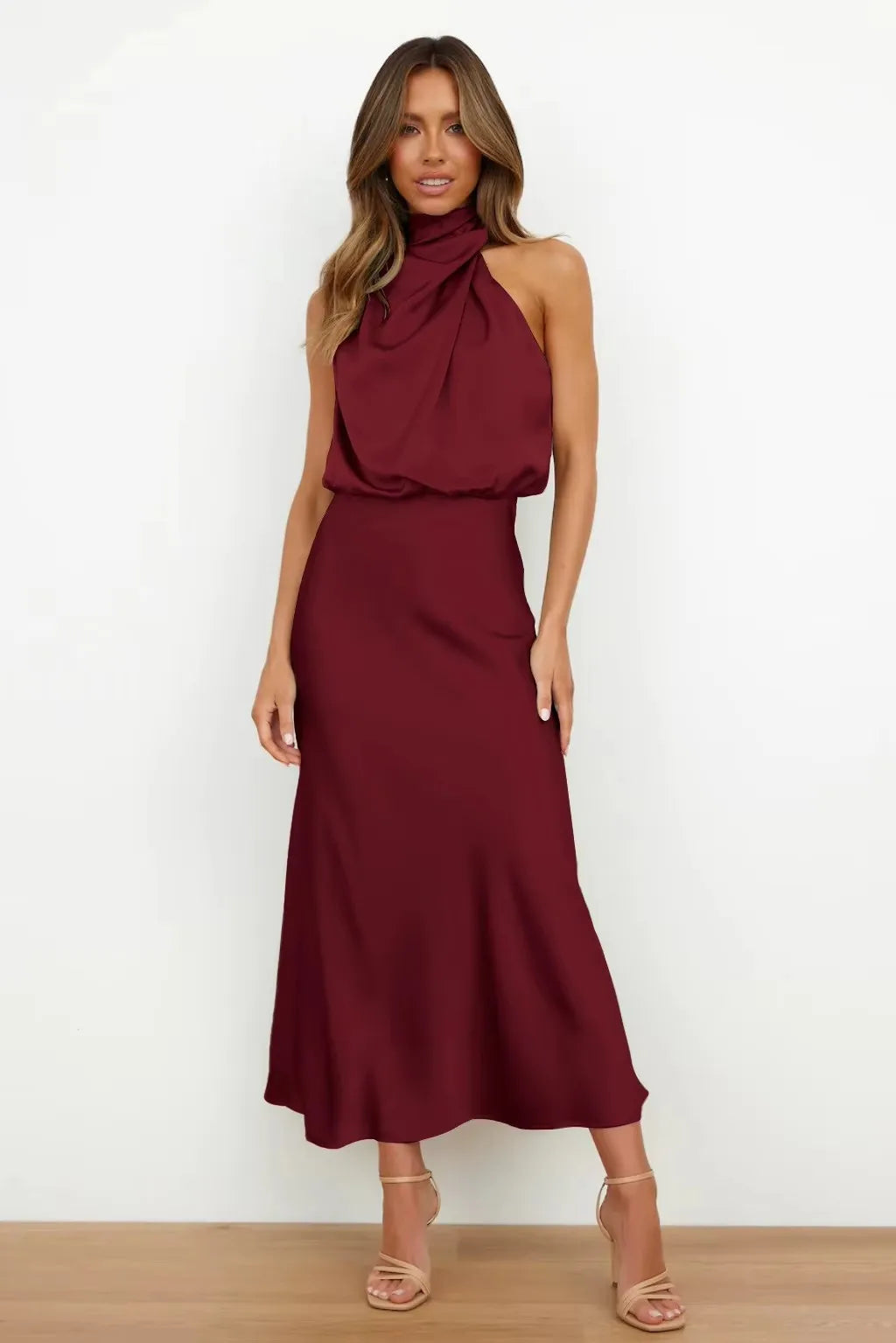 Evening Dress Party Clothes Ladies Women Fashion Elegant Celebrity Dresses Summer High-End Silk Satin Sleeveless Long Dress