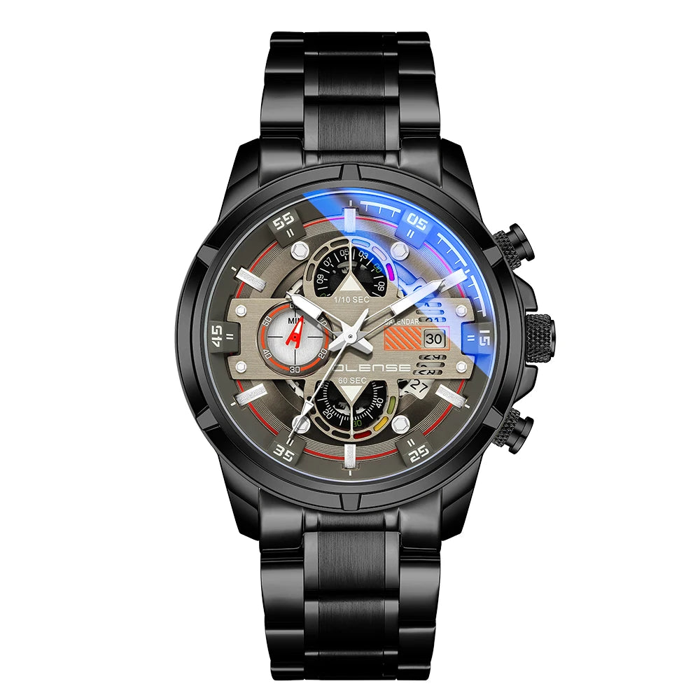 OLENSE 9002 Luxury Sport Chronograph Watch — 55mm, 3BAR, Calendar