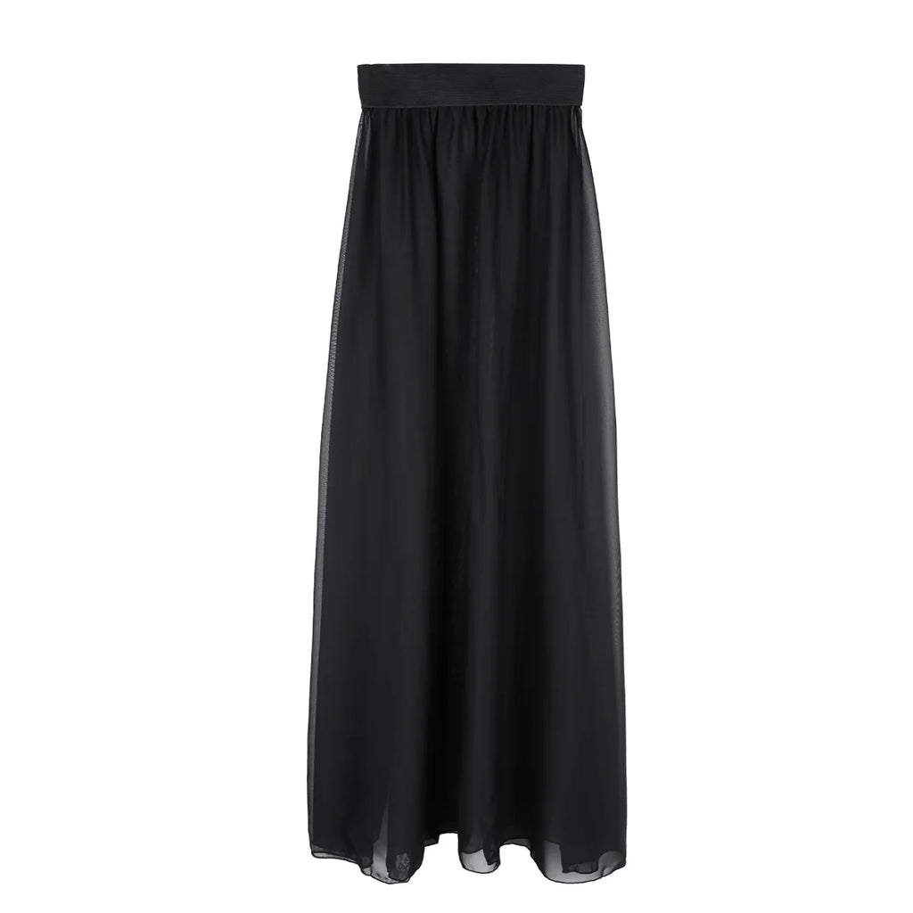 Sheer Chiffon High-Split Maxi Skirt