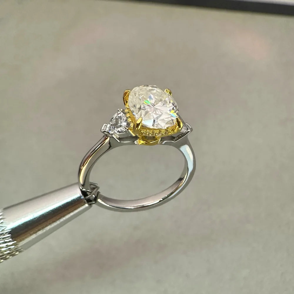 MuShan Jewelry Factory 3ct Pigeon Egg Moissanite 925 Sterling Silver Women's Ring European American Light Luxury Party 8 10