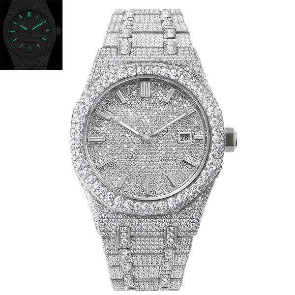 Hip Hop VVS1 Moissanite Automatic Watch — 42mm Round, Sapphire, Gift Box