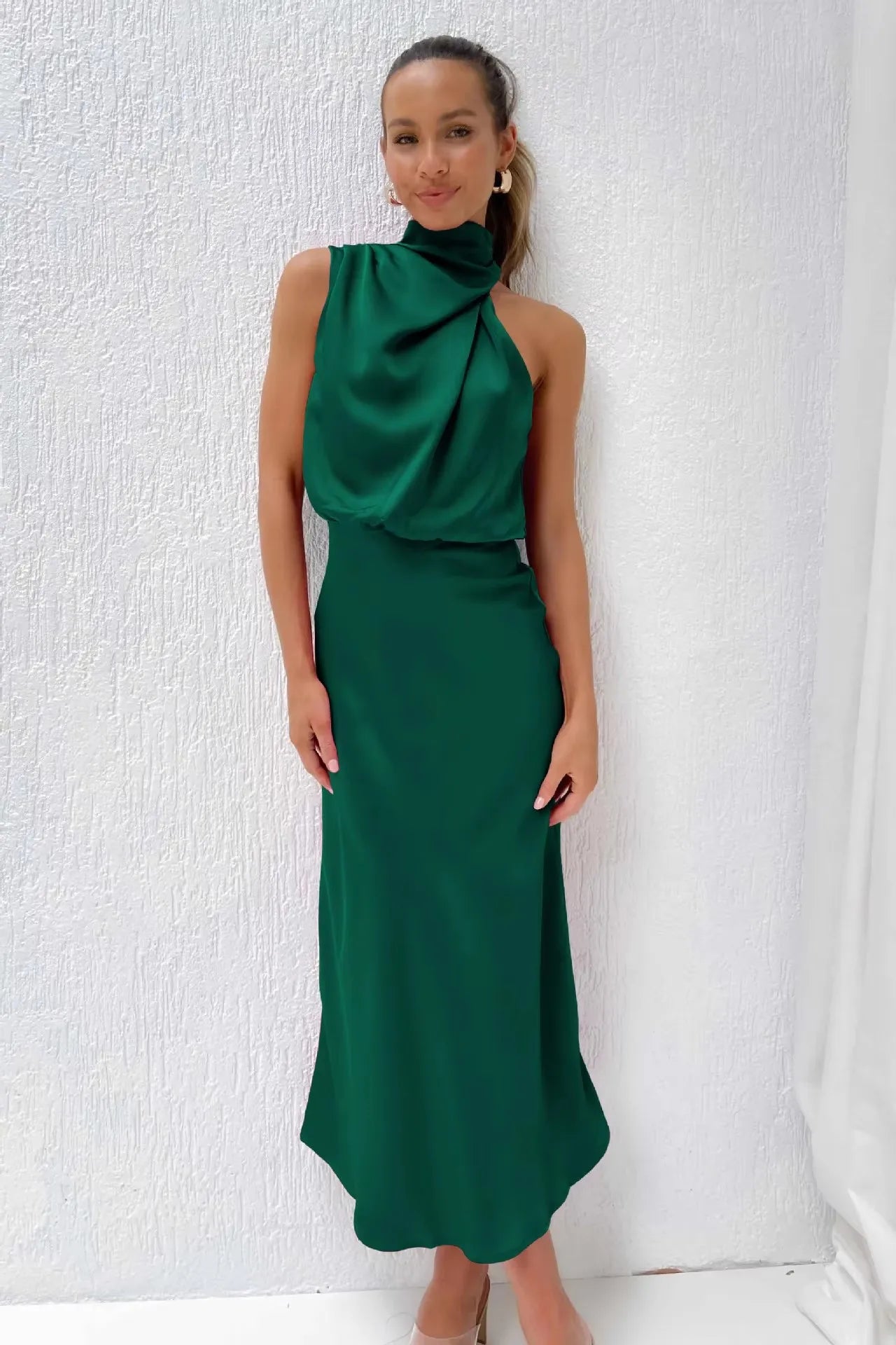 Evening Dress Party Clothes Ladies Women Fashion Elegant Celebrity Dresses Summer High-End Silk Satin Sleeveless Long Dress