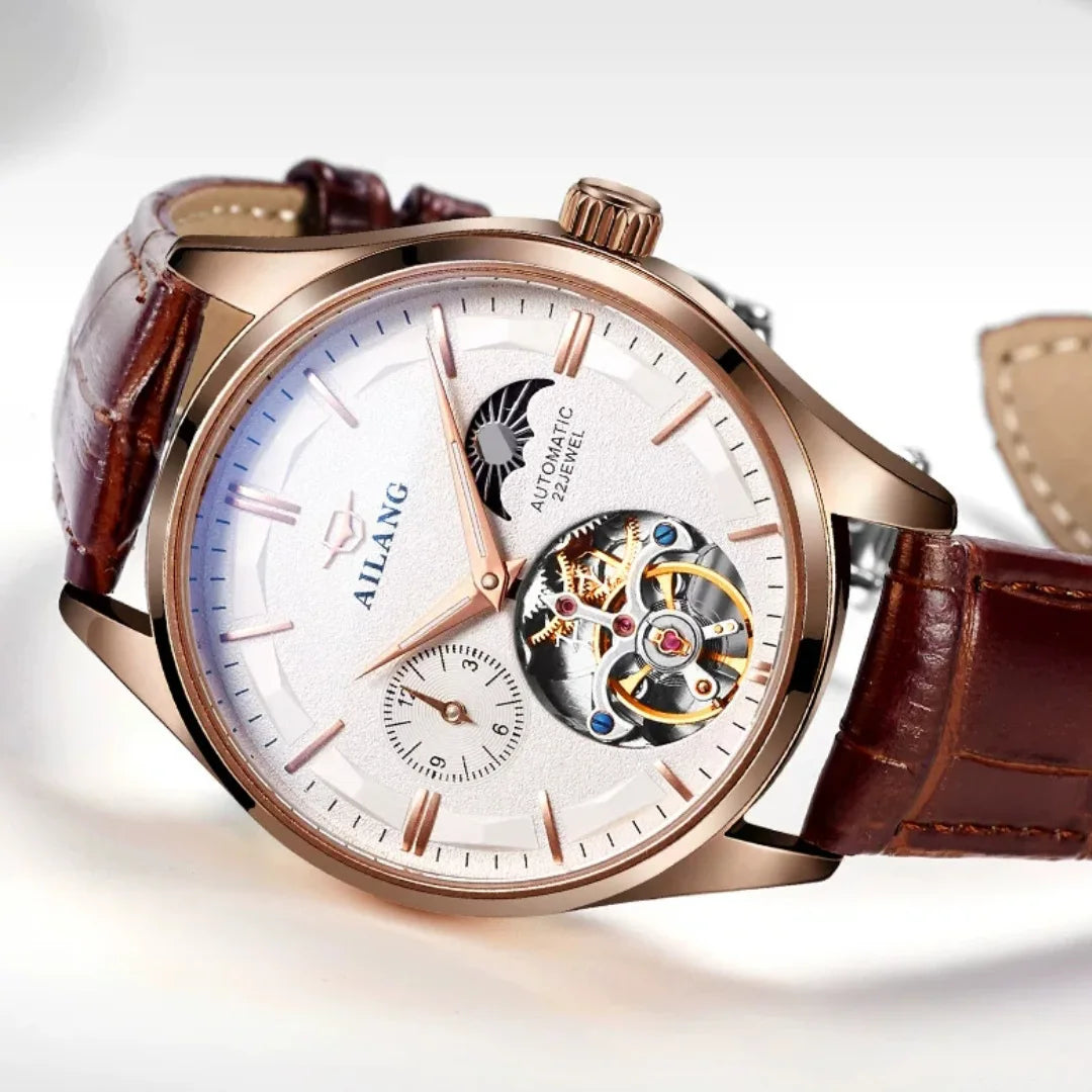 AILANG Tourbillon Automatic Watch — 41mm, Leather or Steel, 3BAR
