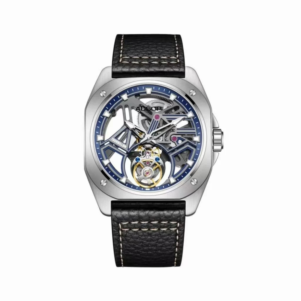 Luxury Hollow Skeleton Tourbillon Watch — 42.5mm, Sapphire Crystal, Leather