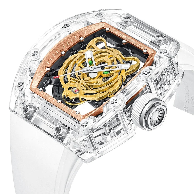 Cronusart Tiger Stripe Automatic Tonneau Watch — Crystal, Power Reserve