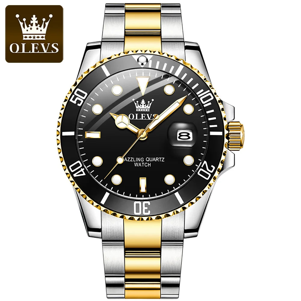OLEVS 5885 Stainless Steel Chronograph Sport Watch — 41mm, Luminous
