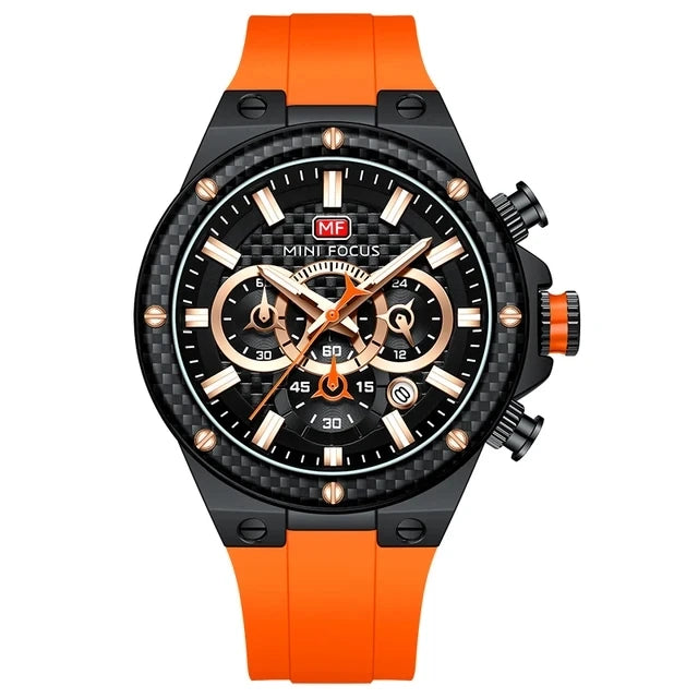 Mini Focus MF0468G Sport Quartz Watch — 44.5mm, Silicone, 3BAR