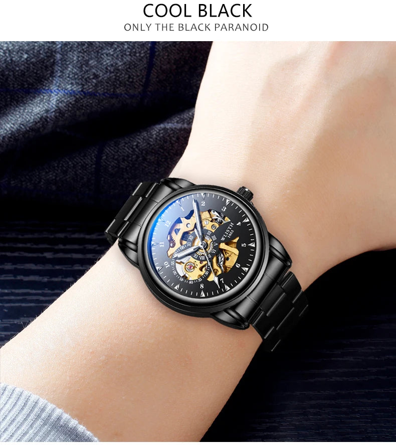 Men's Quartz Watch with Leather Strap — 40mm, Luminous, Folding Clasp
