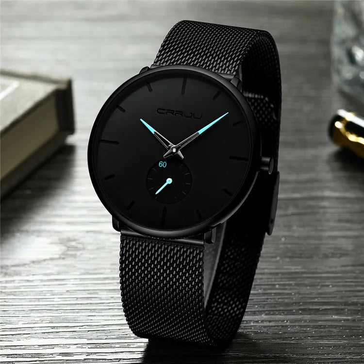 CRRJU 2150 Gold Ultra-Thin Oval Quartz Watch — 40mm, Auto Date, 3BAR