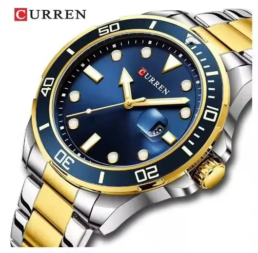 CURREN 8388 Gold Business Quartz Watch — 45mm, Day/Date, Luminous