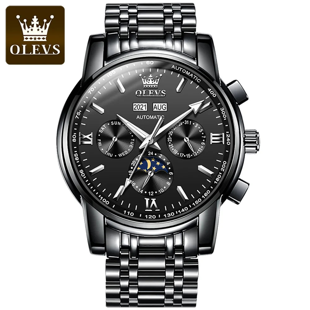 OLEVS 6633 Automatic Mechanical Watch — 42mm, Week Display, Luminous
