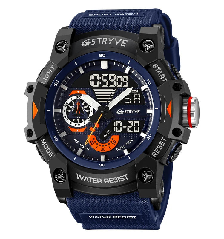 STRYVE LED Digital Watch — 52.5mm, Transparent, 5BAR, Alarm, Stopwatch