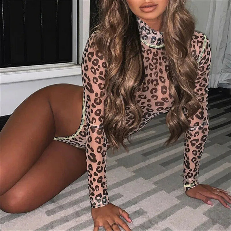 Leopard Print High-Cut Bodysuit