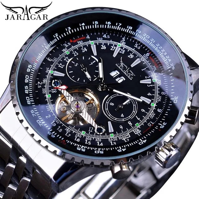 Jaragar Luxury Oval Automatic Watch — 45mm, Japan Movement, Day/Date