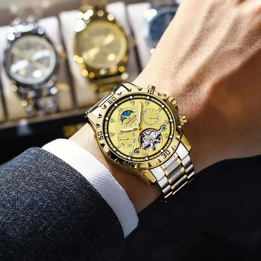 POEDAGAR 1412 Automatic Business Watch — 43mm, Stainless, Luminous