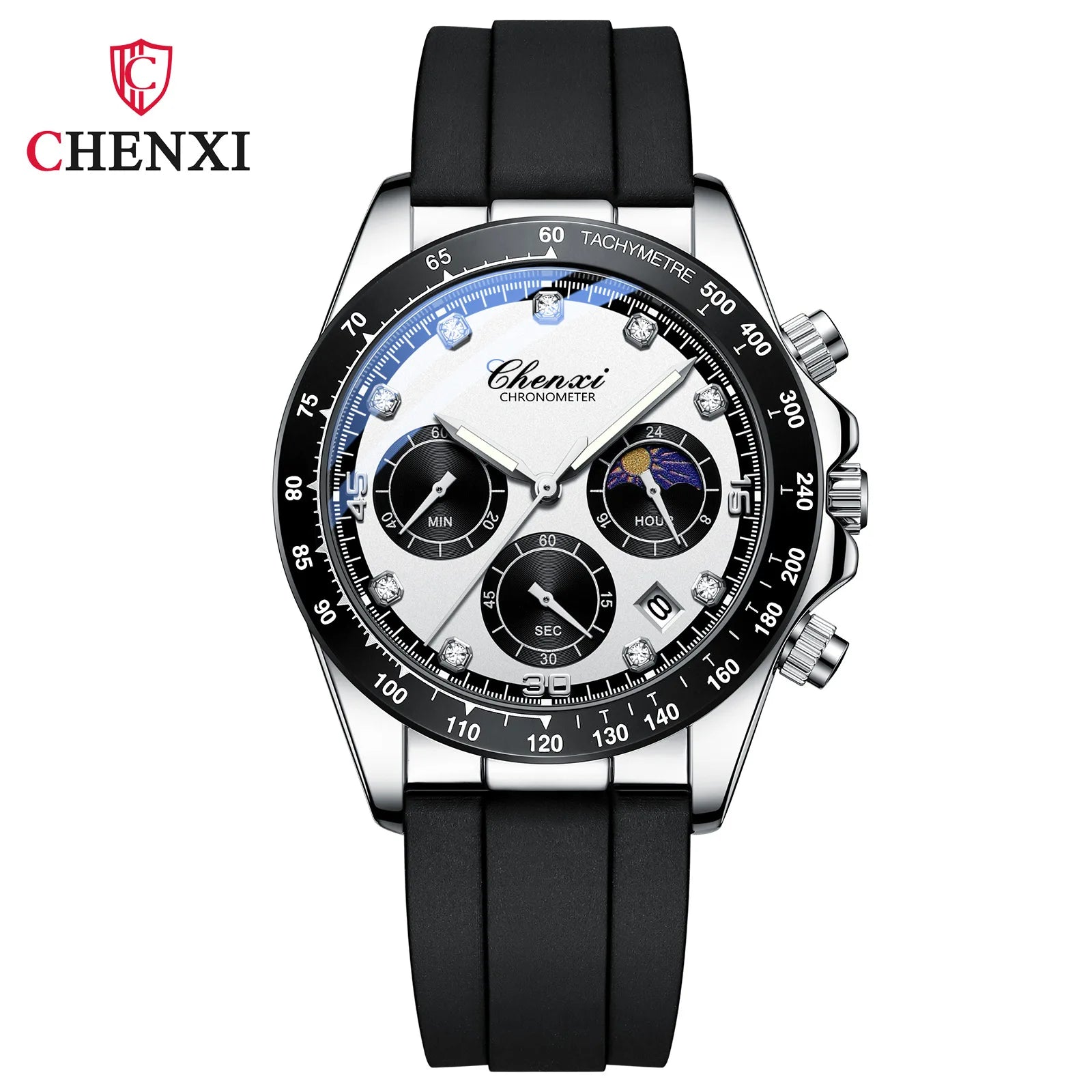 CHENXI 958 Japan Quartz Sport Watch — 39mm Oval, Silicone, Luminous